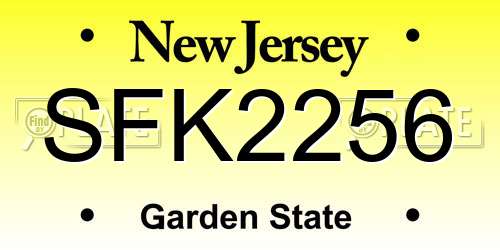 SFK2256 New Jersey License Plate