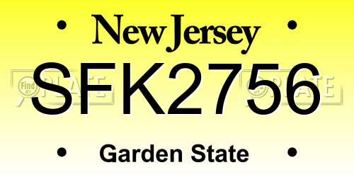 SFK2756 New Jersey License Plate