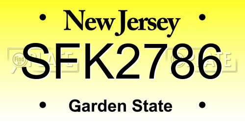 SFK2786 New Jersey License Plate