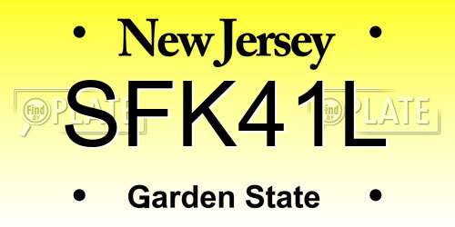 SFK41L New Jersey License Plate