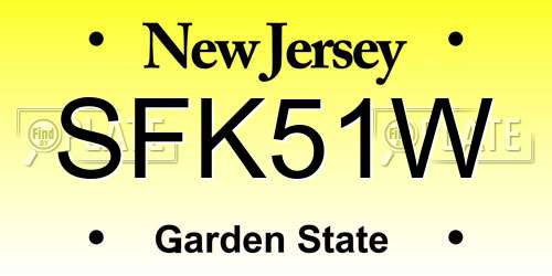 SFK51W New Jersey License Plate