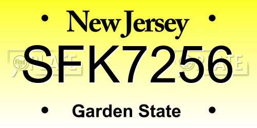 SFK7256 New Jersey License Plate