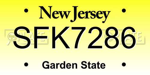 SFK7286 New Jersey License Plate