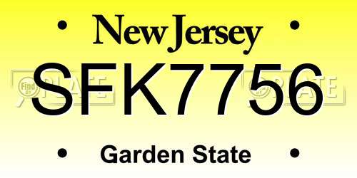 SFK7756 New Jersey License Plate