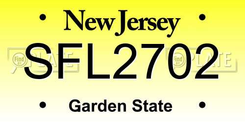 SFL2702 New Jersey License Plate