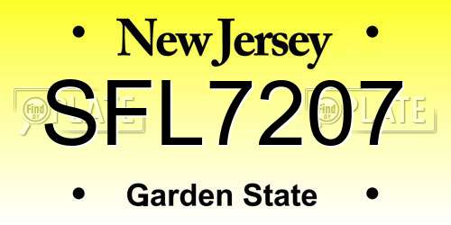 SFL7207 New Jersey License Plate