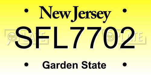 SFL7702 New Jersey License Plate