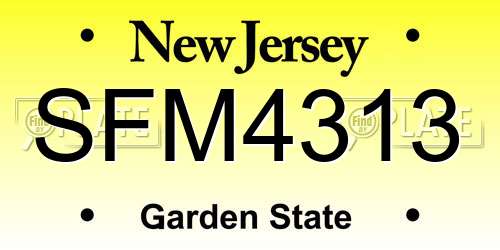 SFM4313 New Jersey License Plate