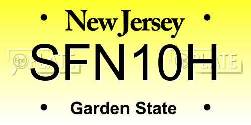 SFN10H New Jersey License Plate