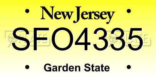 SFO4335 New Jersey License Plate