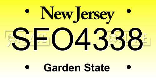 SFO4338 New Jersey License Plate