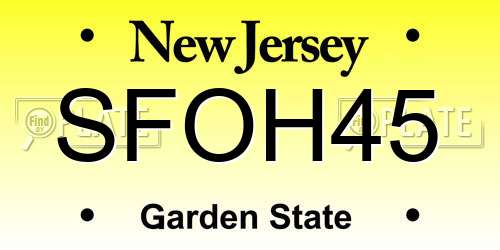 SFOH45 New Jersey License Plate