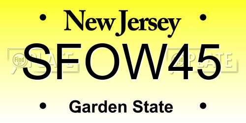 SFOW45 New Jersey License Plate