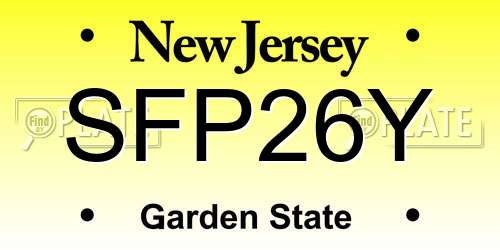 SFP26Y New Jersey License Plate