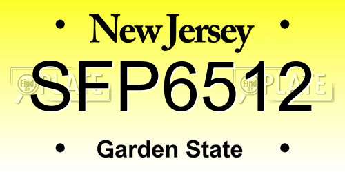 SFP6512 New Jersey License Plate