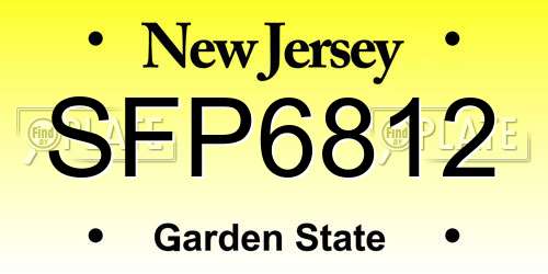 SFP6812 New Jersey License Plate