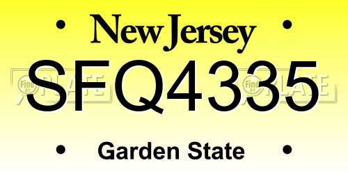 SFQ4335 New Jersey License Plate