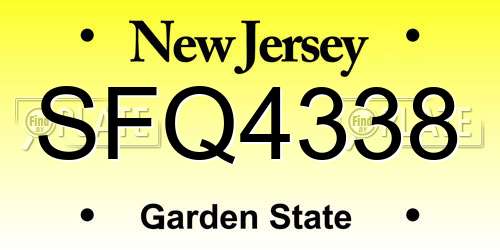 SFQ4338 New Jersey License Plate