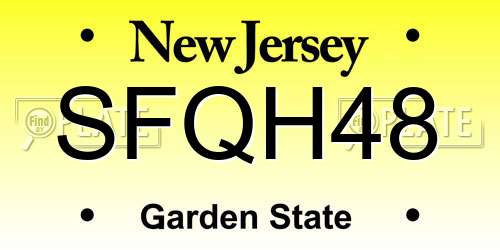 SFQH48 New Jersey License Plate