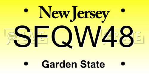 SFQW48 New Jersey License Plate