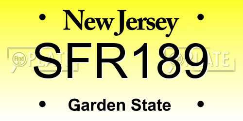 SFR189 New Jersey License Plate