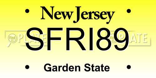 SFRI89 New Jersey License Plate