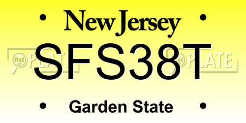 SFS38T New Jersey License Plate
