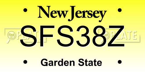 SFS38Z New Jersey License Plate