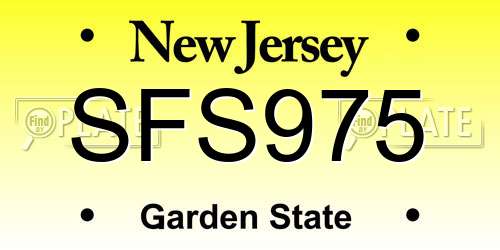 SFS975 New Jersey License Plate