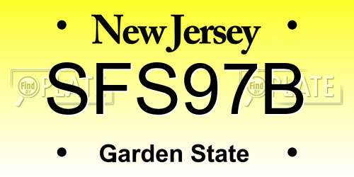 SFS97B New Jersey License Plate