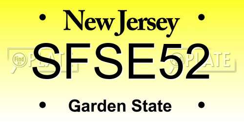 SFSE52 New Jersey License Plate