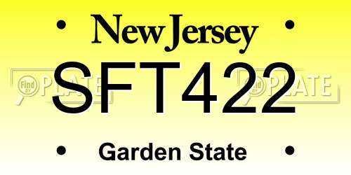 SFT422 New Jersey License Plate