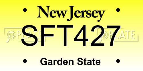 SFT427 New Jersey License Plate