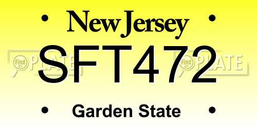 SFT472 New Jersey License Plate