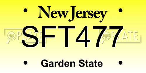 SFT477 New Jersey License Plate