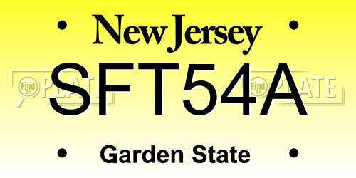 SFT54A New Jersey License Plate