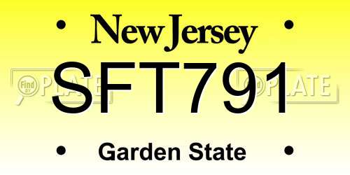 SFT791 New Jersey License Plate