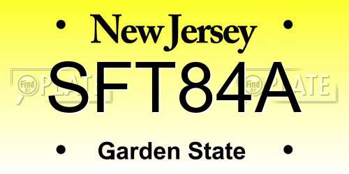 SFT84A New Jersey License Plate