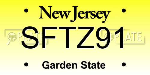 SFTZ91 New Jersey License Plate