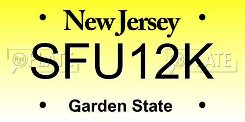 SFU12K New Jersey License Plate