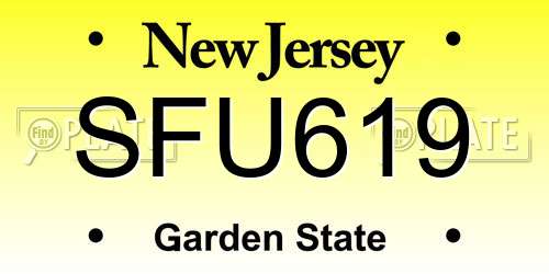SFU619 New Jersey License Plate