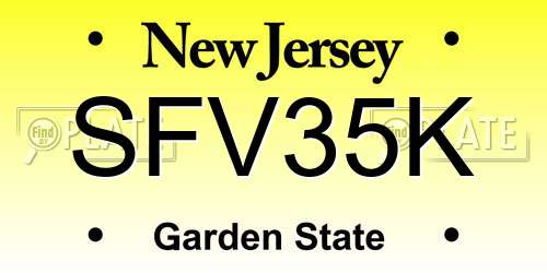 SFV35K New Jersey License Plate