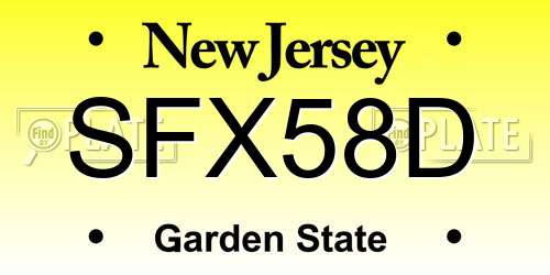SFX58D New Jersey License Plate