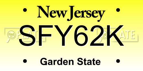 SFY62K New Jersey License Plate