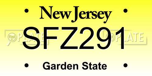 SFZ291 New Jersey License Plate