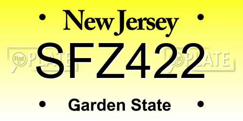 SFZ422 New Jersey License Plate