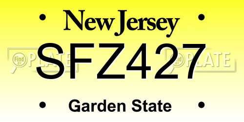 SFZ427 New Jersey License Plate