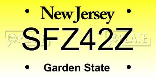 SFZ42Z New Jersey License Plate