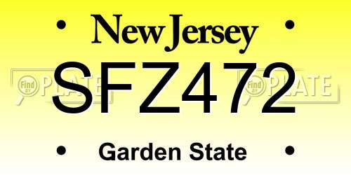 SFZ472 New Jersey License Plate