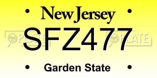 SFZ477 New Jersey License Plate